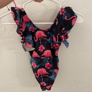 Toddler girl tropical print one piece Swimsuit